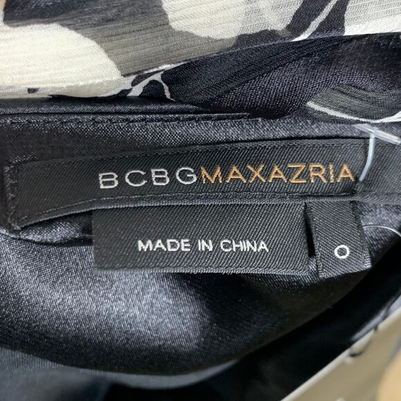 BCBGMAXAZRIA NWT Sleeveless Floral Silk Dress Spaghetti Strap Black Combo Size 0 - Picture 9 of 10